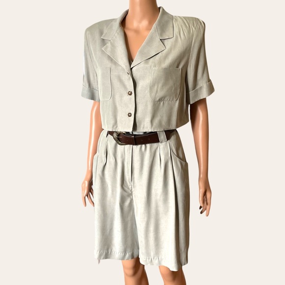 80s Vtg Safari Belted Belted Boho Romper - Picture 2 of 8